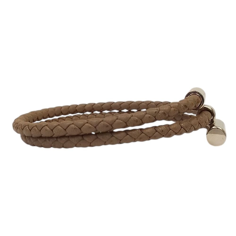 Hermes Turni Tresse Leather Bracelet Etoupe / Pre Owned — view 4
