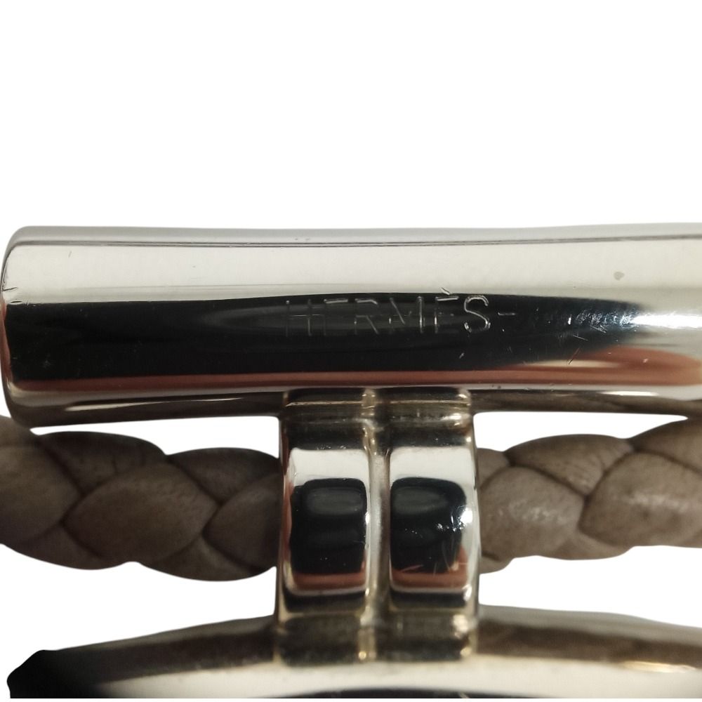 Hermes Turni Tresse Leather Bracelet Etoupe / Pre Owned — view 6