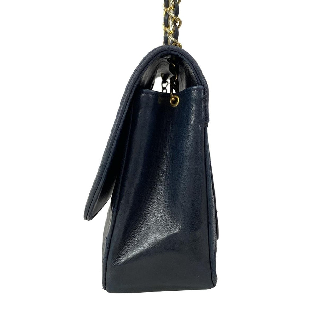 Chanel Shoulder Bag Quilted Navy Chain Gold Lambskin — view 4