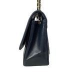 Chanel Shoulder Bag Quilted Navy Chain Gold Lambskin — view 4