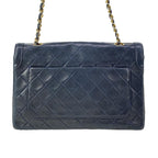 Chanel Shoulder Bag Quilted Navy Chain Gold Lambskin — view 3