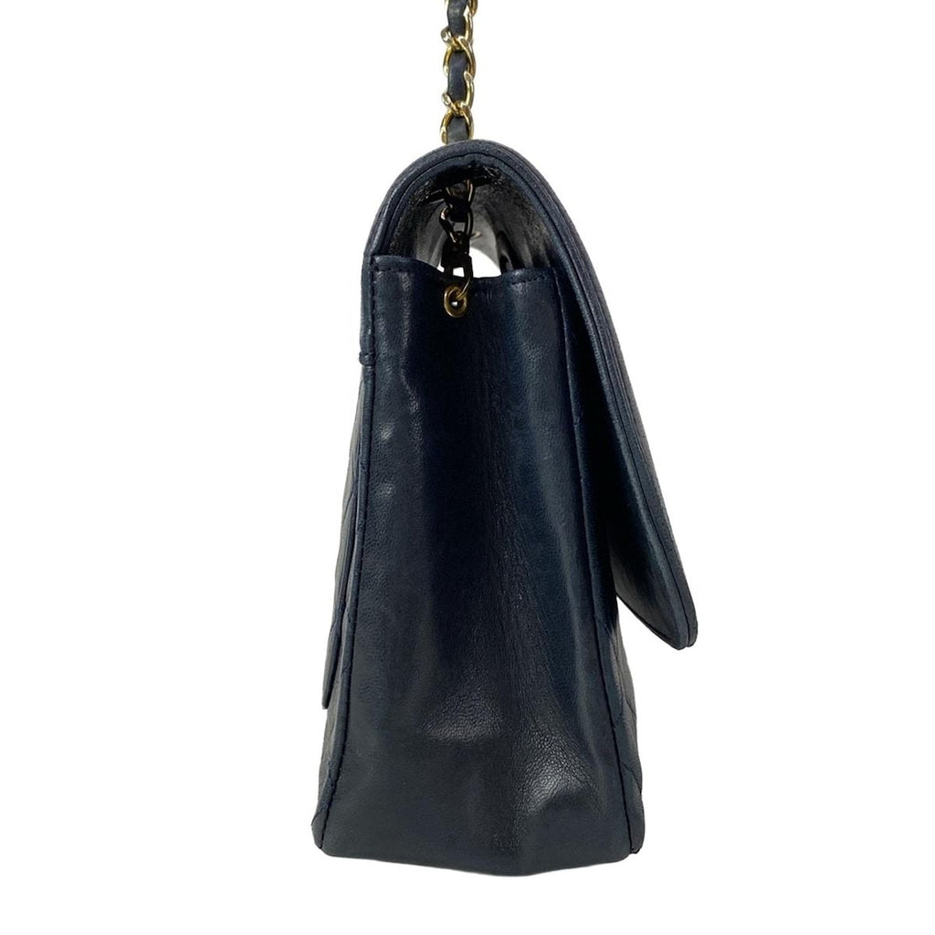 Chanel Shoulder Bag Quilted Navy Chain Gold Lambskin — view 2