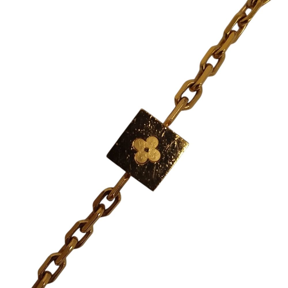 Louis Vuitton Collier Gamble Cube Motif Chain Necklace Gold Color Pre Owned — view 7