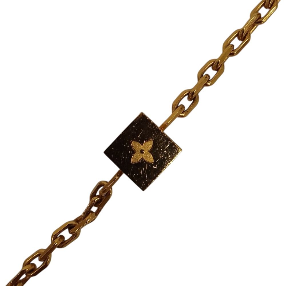 Louis Vuitton Collier Gamble Cube Motif Chain Necklace Gold Color Pre Owned — view 8