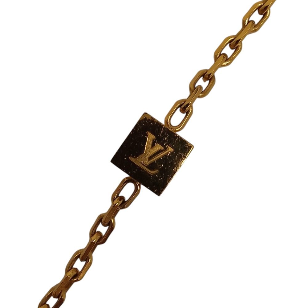 Louis Vuitton Collier Gamble Cube Motif Chain Necklace Gold Color Pre Owned — view 6