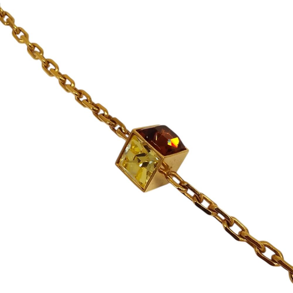 Louis Vuitton Collier Gamble Cube Motif Chain Necklace Gold Color Pre Owned — view 5