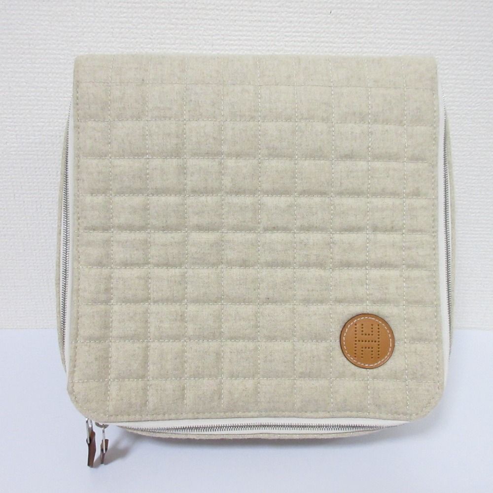 Hermes Paddock Pouch Travel Case Gray Pre Owned