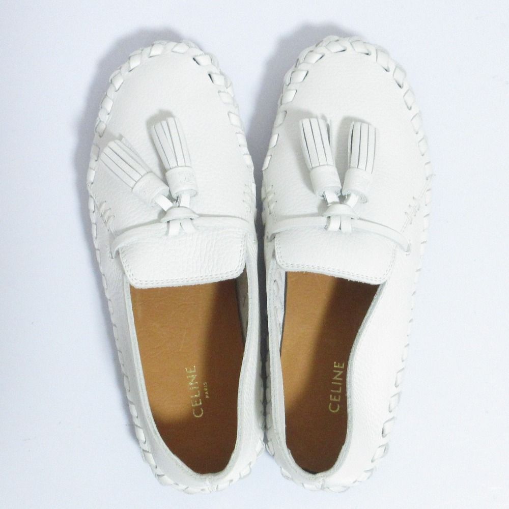 Celine Triomphe Tassel Leather Flats / Loafers 35 White — view 4