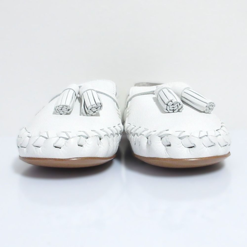Celine Triomphe Tassel Leather Flats / Loafers 35 White — view 3