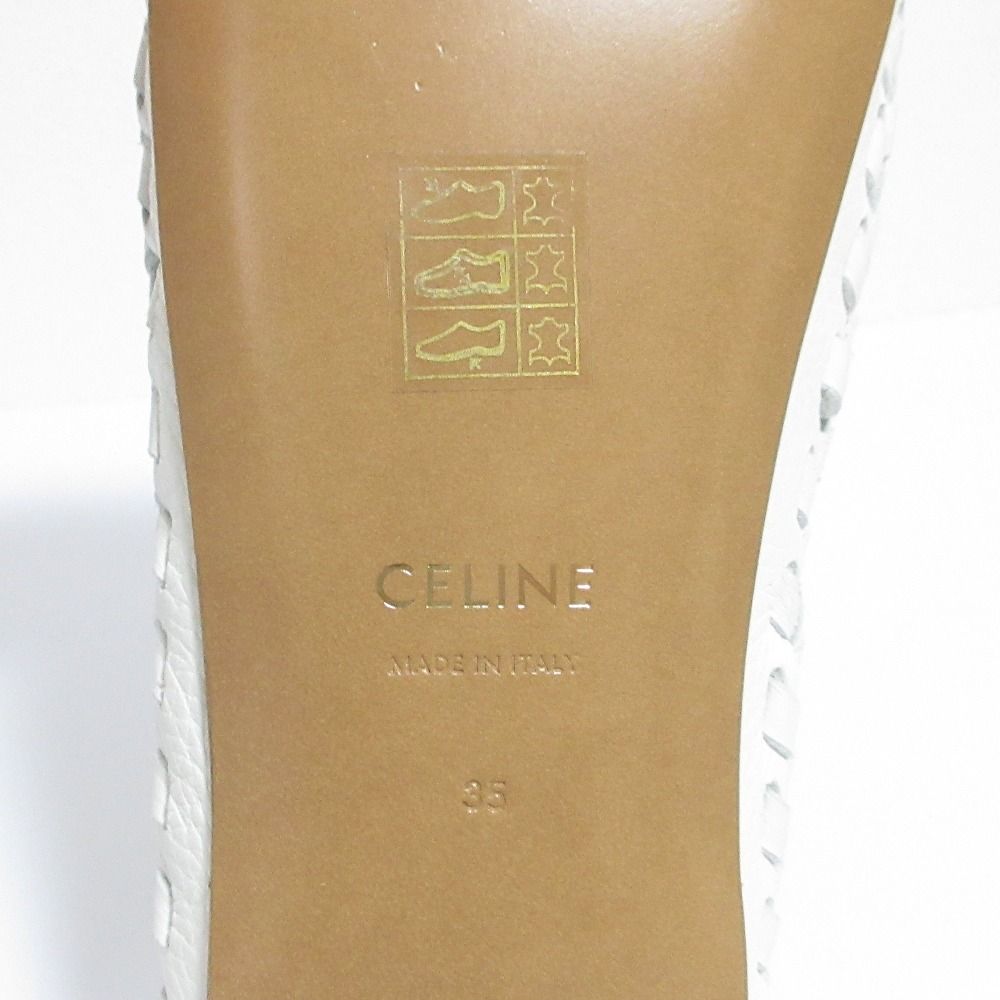 Celine Triomphe Tassel Leather Flats / Loafers 35 White — view 8