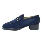 Gucci Era Horsebit Calf Hair Leather Loafers 5 Navy Pre Owned — view 2