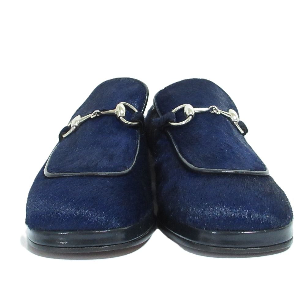 Gucci Era Horsebit Calf Hair Leather Loafers 5 Navy Pre Owned — view 3