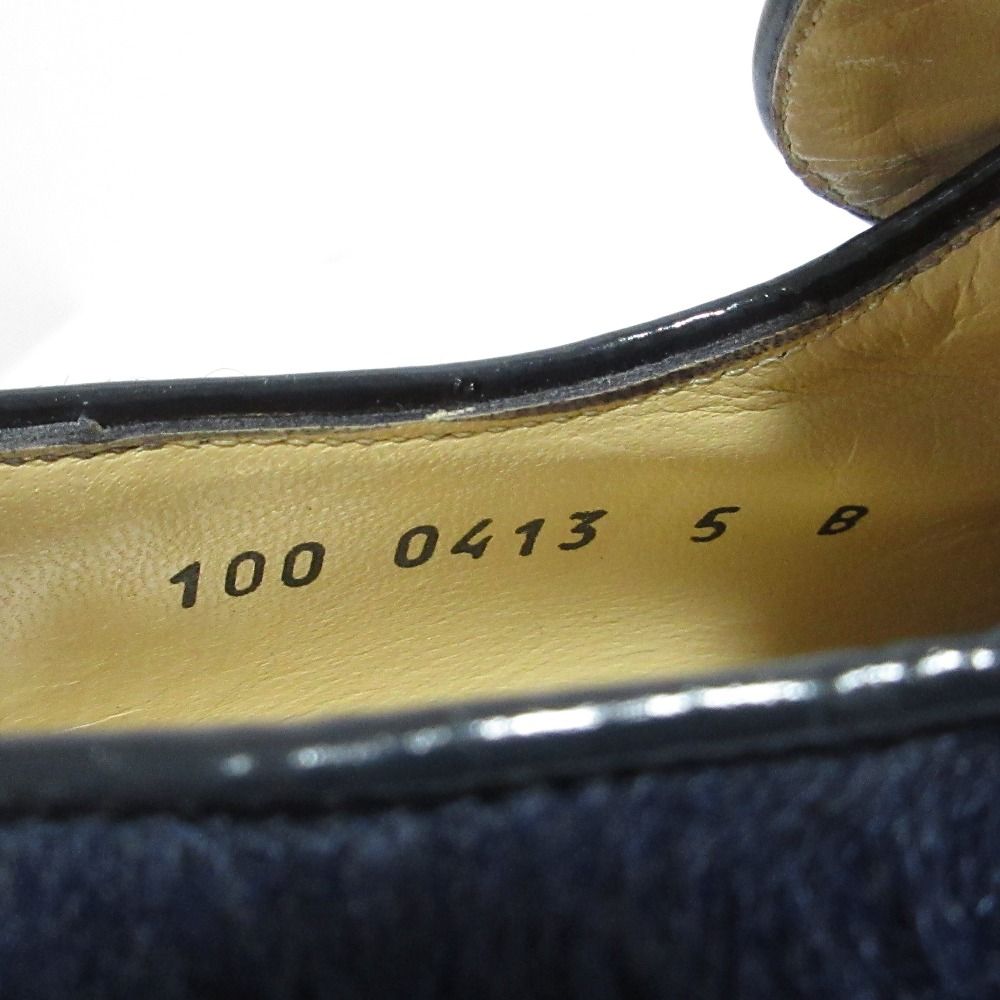 Gucci Era Horsebit Calf Hair Leather Loafers 5 Navy Pre Owned — view 9