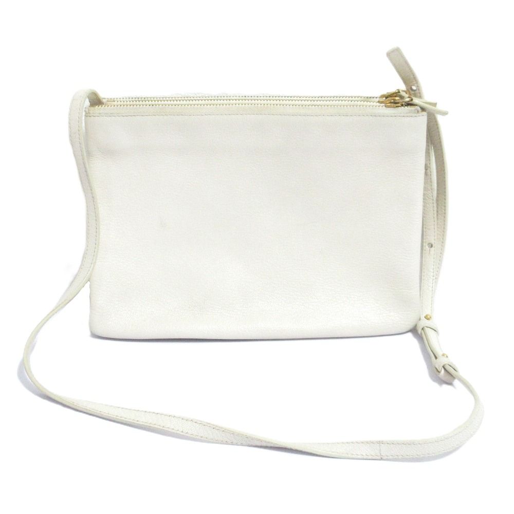 Celine Trio Leather Shoulder Bag Off White Pre Owned — view 2
