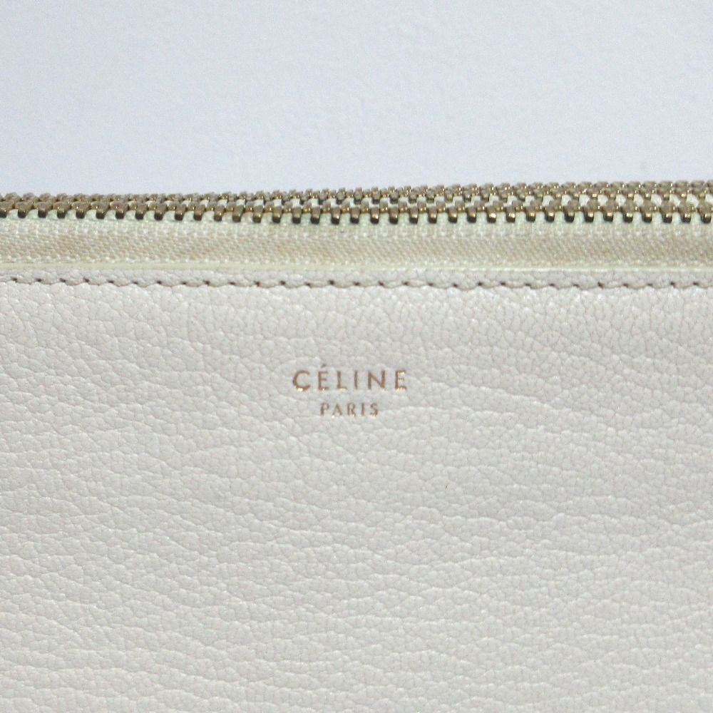Celine Trio Leather Shoulder Bag Off White Pre Owned — view 6