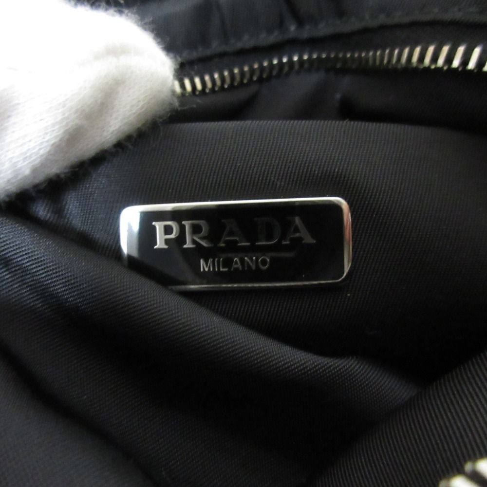 Prada Tessuto Nylon Triangle 2-Way Chain Shoulder Bag Black Pre Owned — view 8