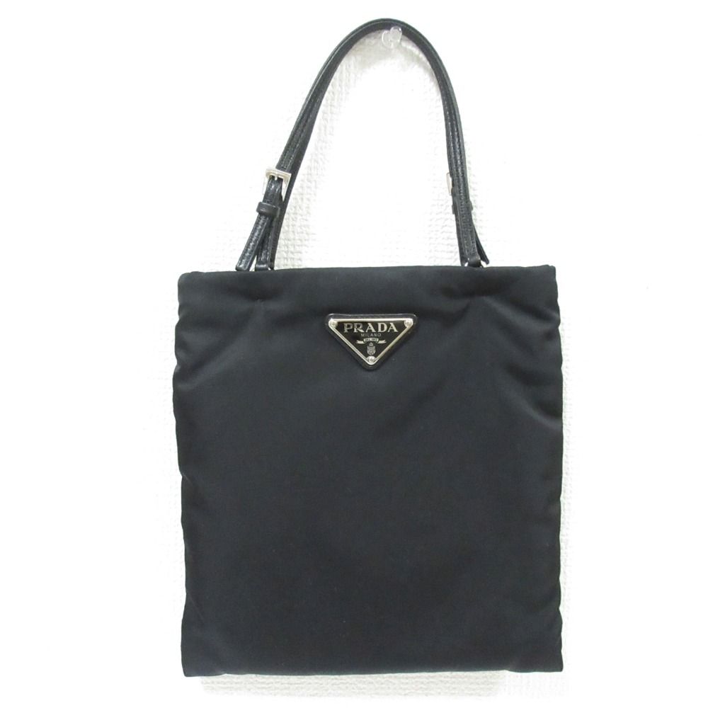 Prada Tessuto Nylon Triangle 2-Way Chain Shoulder Bag Black Pre Owned