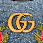 Gucci GG Marmont Denim Makeup Pouch Blue Pre Owned — view 8
