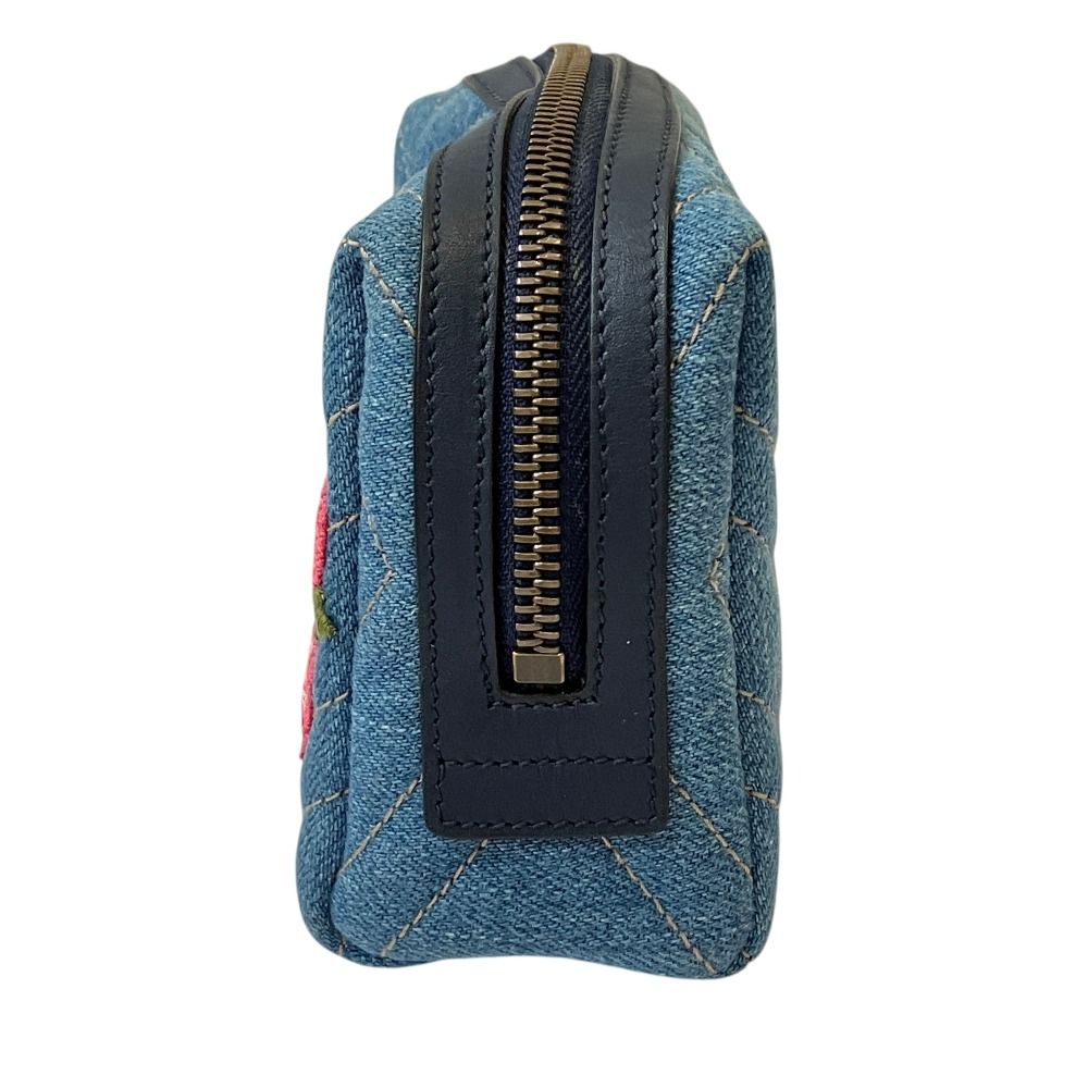 Gucci GG Marmont Denim Makeup Pouch Blue Pre Owned — view 4