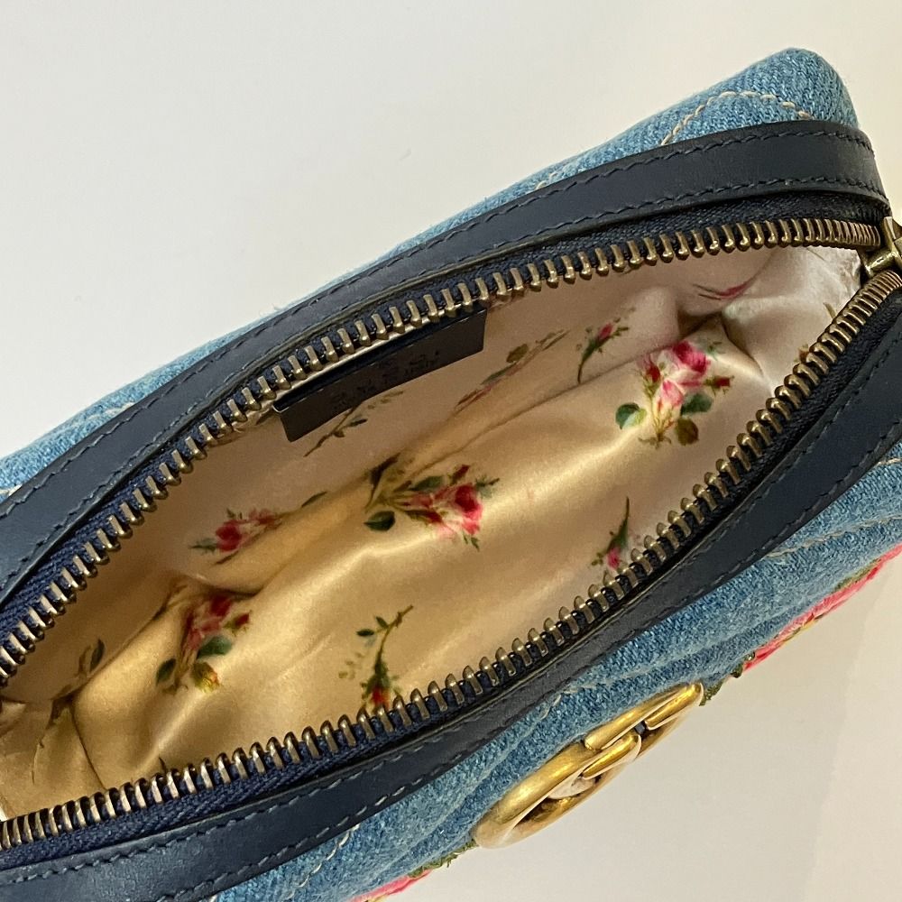 Gucci GG Marmont Denim Makeup Pouch Blue Pre Owned — view 6