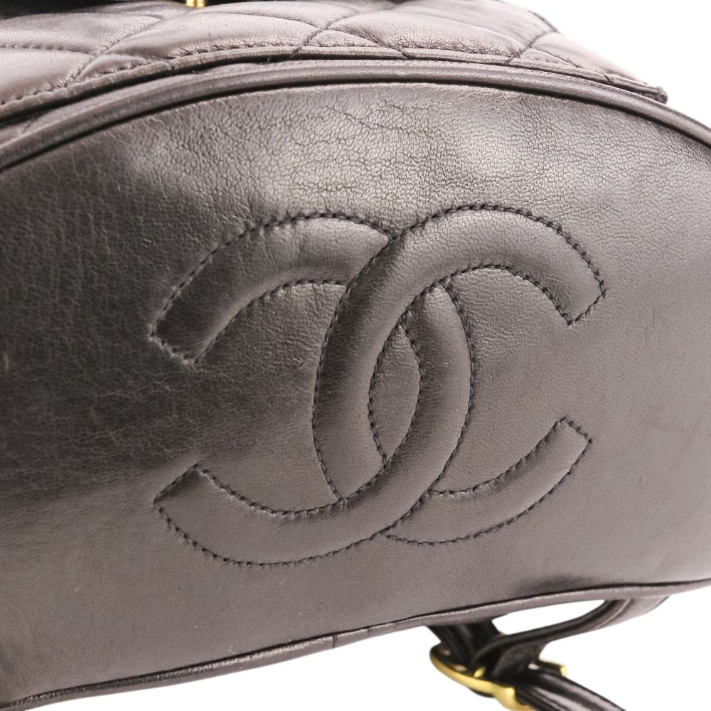 Chanel Vintage Quilted Lambskin Chain Shoulder Turnlock Backpack Black Pre Owned — view 6