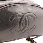 Chanel Vintage Quilted Lambskin Chain Shoulder Turnlock Backpack Black Pre Owned — view 6