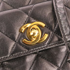 Chanel Vintage Quilted Lambskin Chain Shoulder Turnlock Backpack Black Pre Owned — view 9