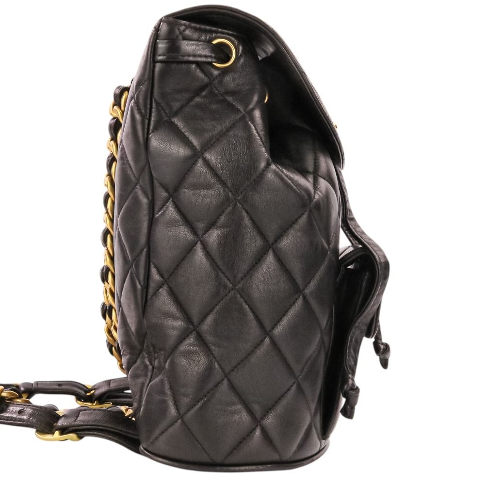 Chanel Vintage Quilted Lambskin Chain Shoulder Turnlock Backpack Black Pre Owned — view 4