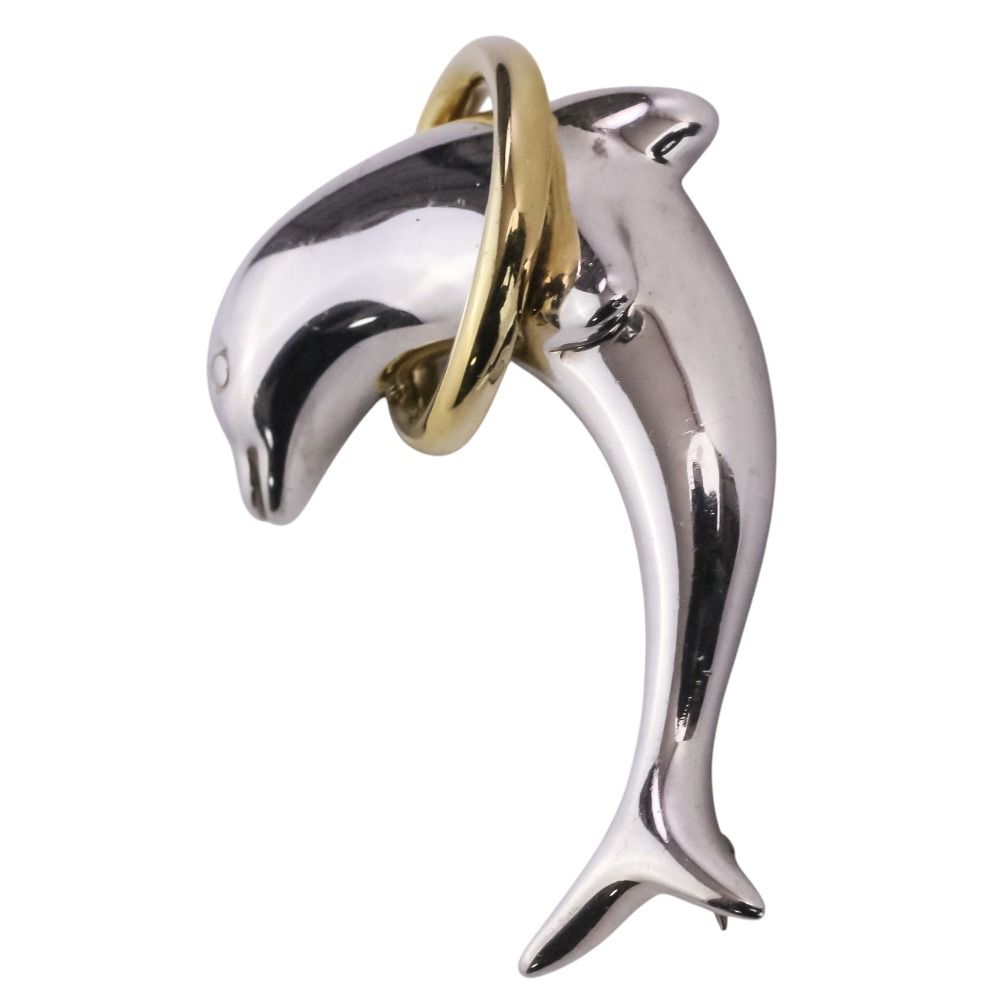 Tiffany & Co Dolphin Brooch Silver Gold Pre Owned — view 3