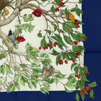 Hermes Carre 90 Coeur Des Bois in the Woods Navy Silk 100% Scarf — view 6