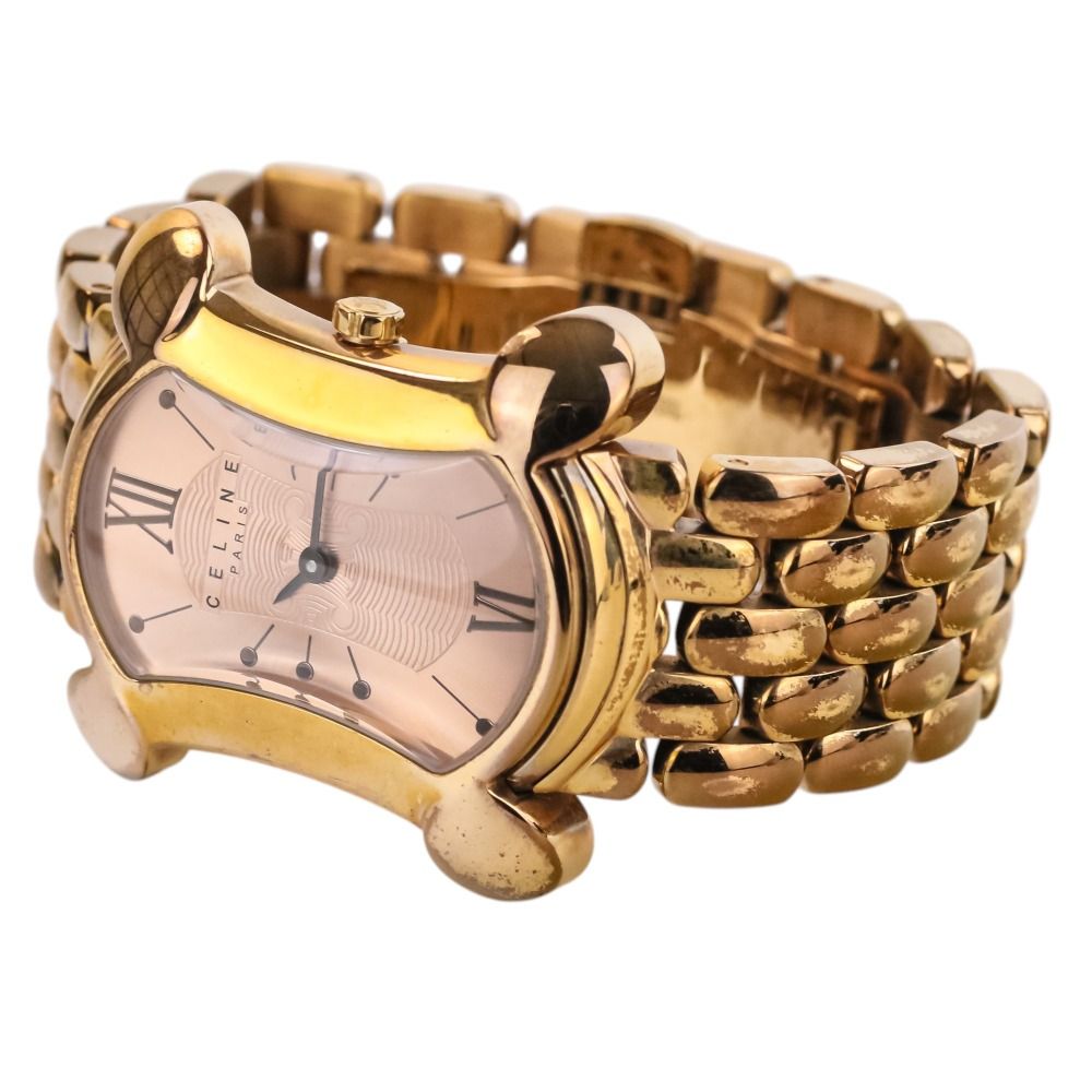 Celine Blason Triomphe Quartz Watch Pink Gold Color Pre Owned — view 8