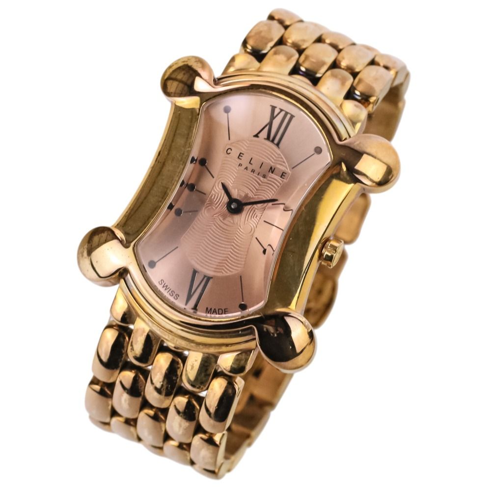 Celine Blason Triomphe Quartz Watch Pink Gold Color Pre Owned — view 2