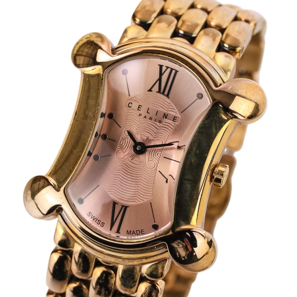 Celine Blason Triomphe Quartz Watch Pink Gold Color Pre Owned — view 3