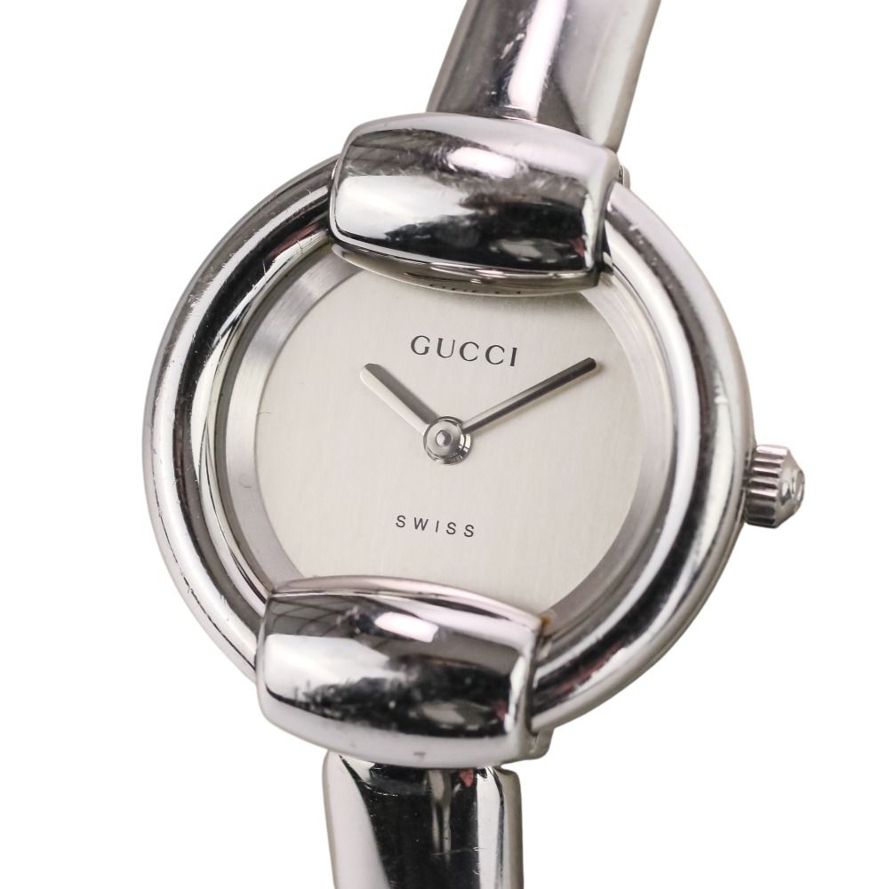 Gucci Quartz Bangle Watch Silver Dial Pre Owned
