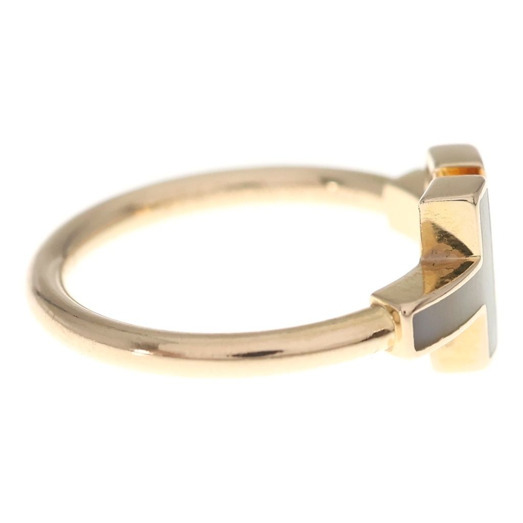 Tiffany & Co T Wire Diamond Mother of Pearl Ring Pink Gold — view 3