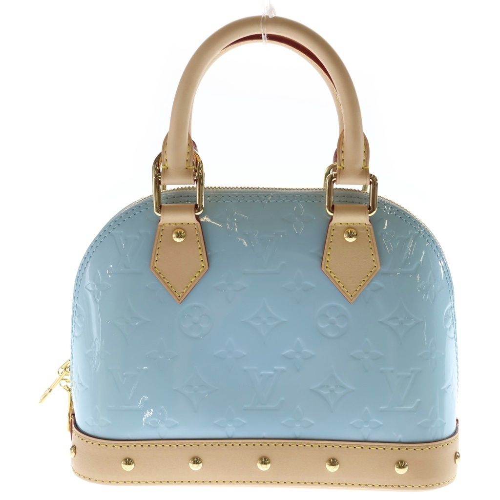 Louis Vuitton Monogram Vernis Alma BB 2-Way Shoulder Bag Brown Sky Blue Leather — view 2