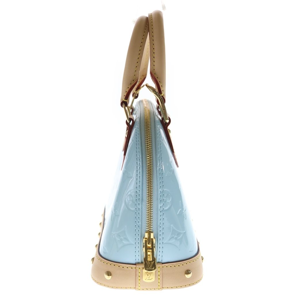 Louis Vuitton Monogram Vernis Alma BB 2-Way Shoulder Bag Brown Sky Blue Leather — view 3