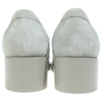Chanel Heart Turnlock Quilted Suede Leather Heels Low Cut Shoes Loafers Gray — view 3