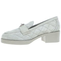 Chanel Heart Turnlock Quilted Suede Leather Heels Low Cut Shoes Loafers Gray