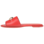 Chanel CC Logo Plate Leather Flat Sandals Shoes