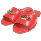 Chanel CC Logo Plate Leather Flat Sandals Shoes — view 2