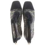 Dior Naughtily-d Logo Embroidery Suede Leather Lace Heels Short Boots Black — view 3