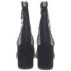 Dior Naughtily-d Logo Embroidery Suede Leather Lace Heels Short Boots Black — view 4