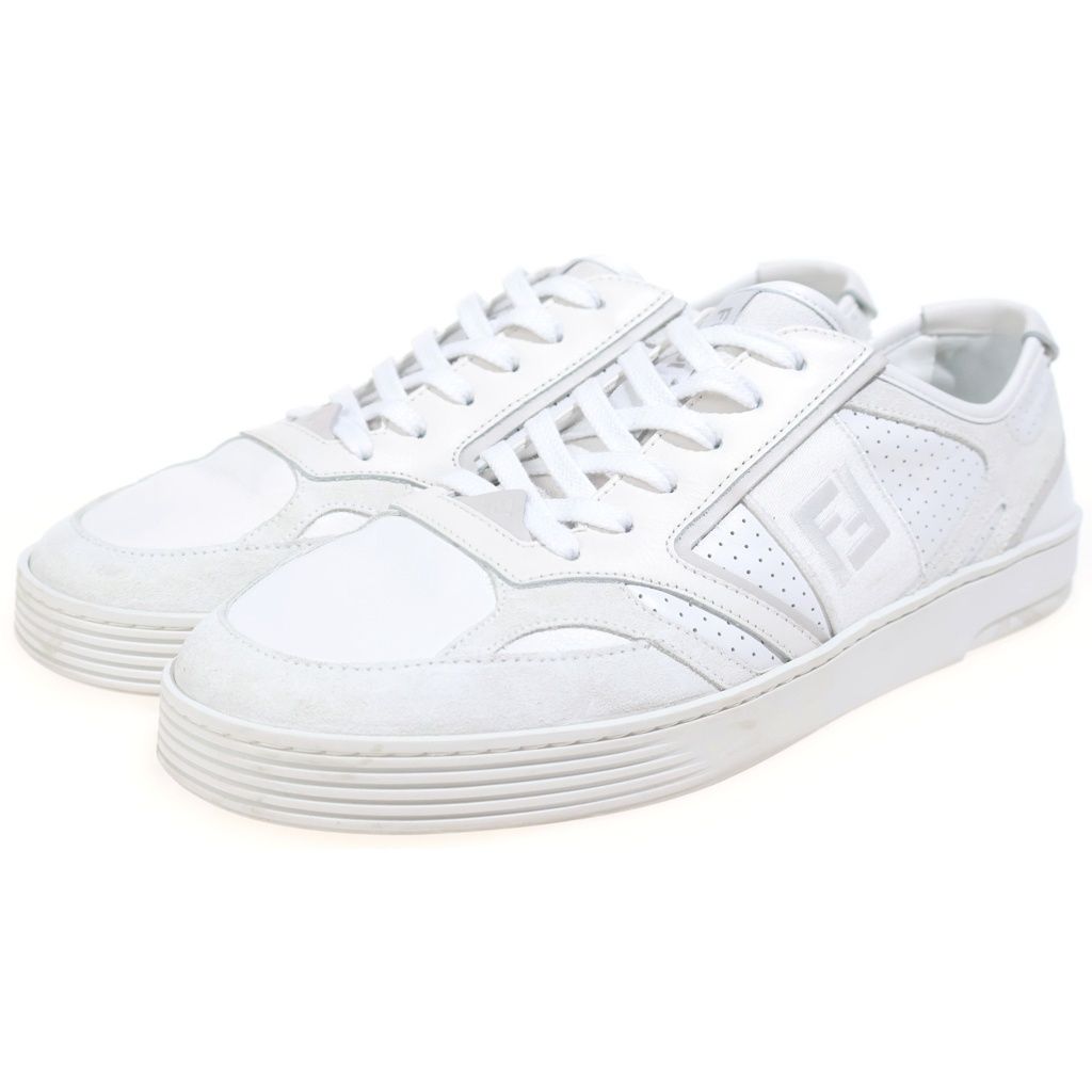 Fendi Step Suede Leather Low Cut Sneakers White — view 2
