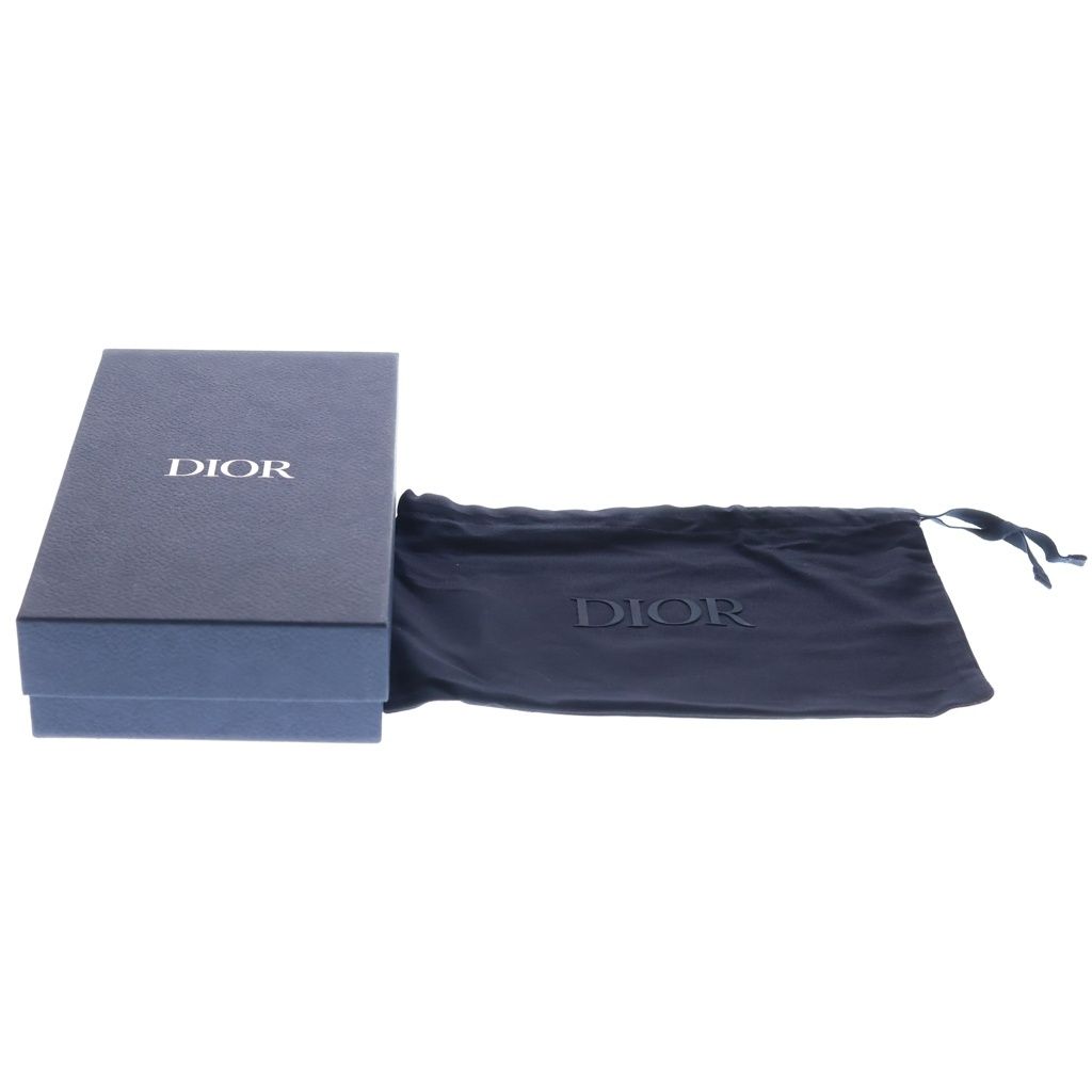 Dior Oblique Saddle Vertical Pouch Shoulder Bag Navy Leather Canvas Silver — view 6