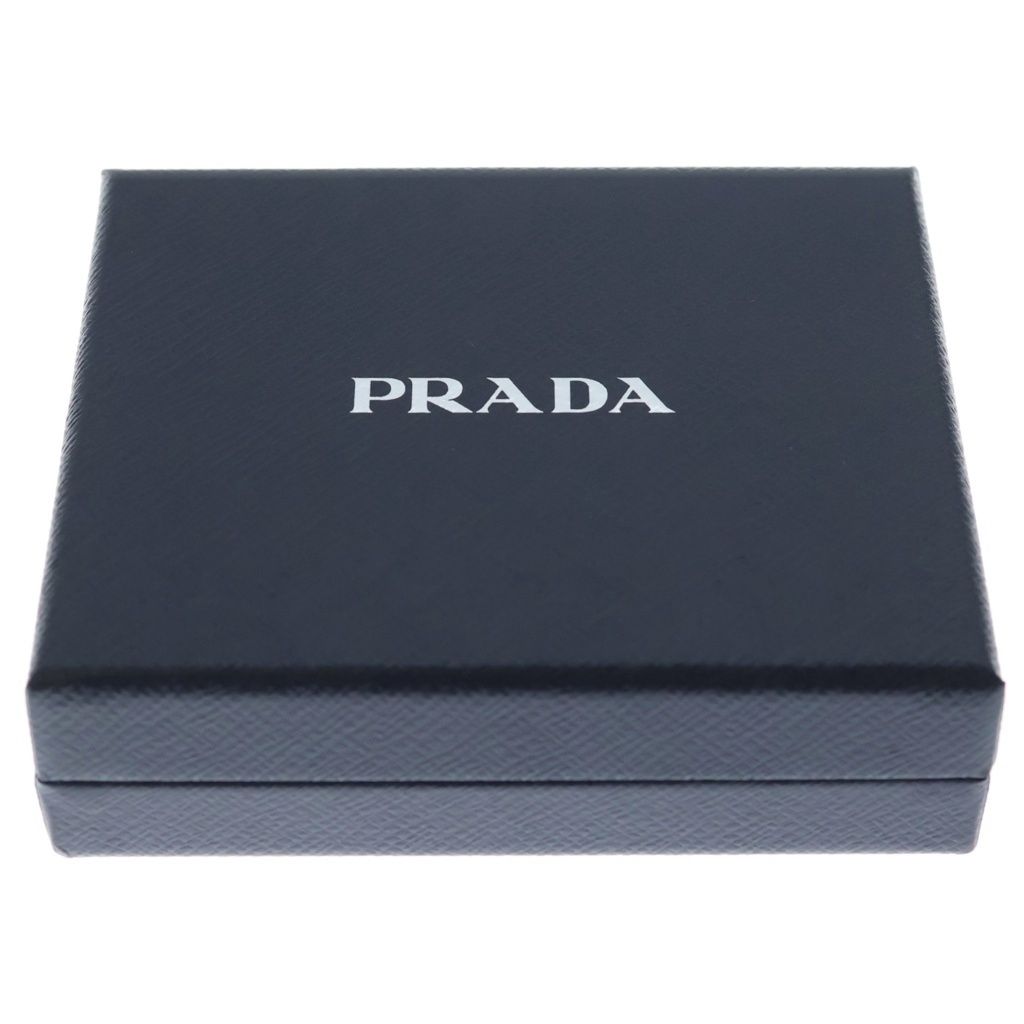 Prada Saffiano Bifold Wallet Compact Card Case White Leather Silver — view 6