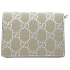 Gucci GG Emblem Compact Wallet Trifold Coin Case Beige Silver — view 2