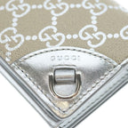 Gucci GG Emblem Compact Wallet Trifold Coin Case Beige Silver — view 4