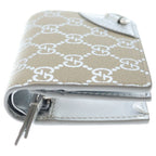 Gucci GG Emblem Compact Wallet Trifold Coin Case Beige Silver — view 3