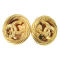 Chanel CC Logo Round Earrings Gold
